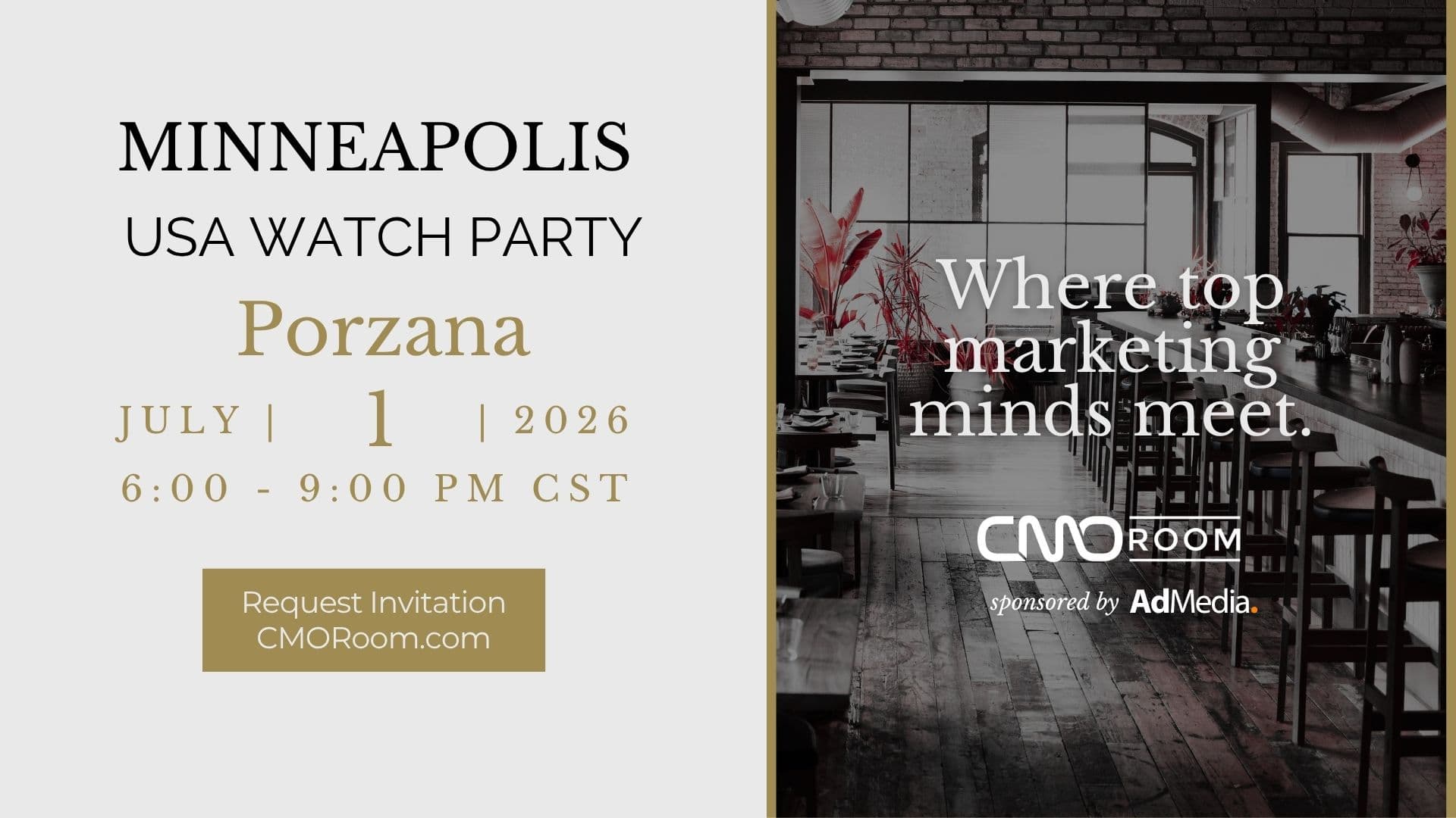 MINNEAPOLIS CMOROOM @ MINNEAPOLIS CMOROOM- USA WATCH PARTY @ PORZANA